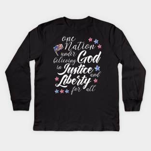 nation under believing god 4th of July outfit Kids Long Sleeve T-Shirt